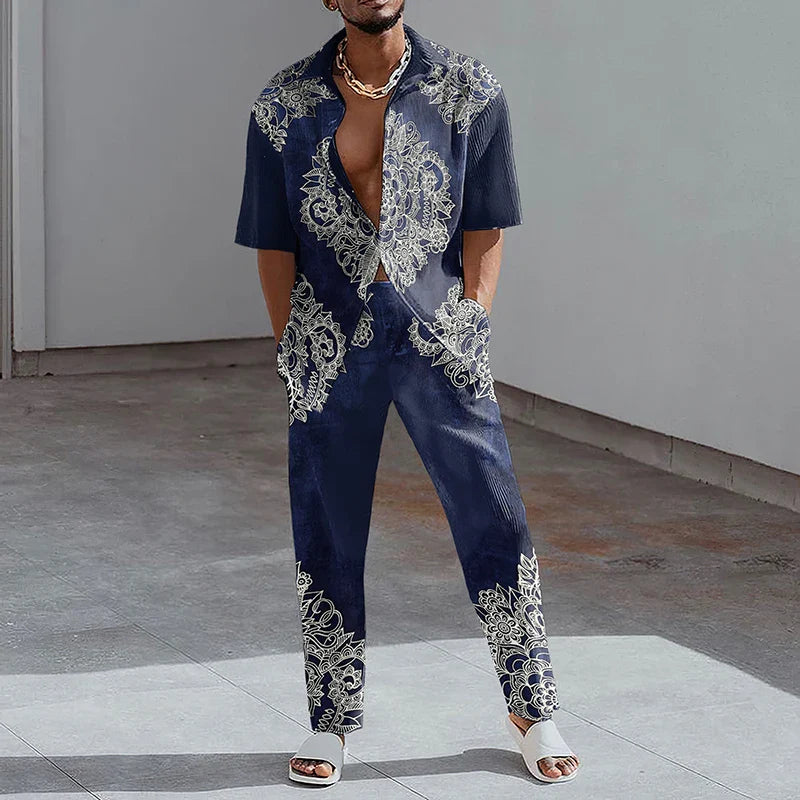 Vacation Straight Men Summer Casual pants set
